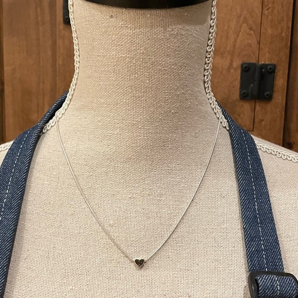 925 Sterling Silver Valentine Mini Heart Charm Necklace, 18” length snake chain - Picture 4 of 5